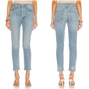 AGOLDE Light Wash Nico High Rise Slim Fit Cropped Button Fly Jeans 31